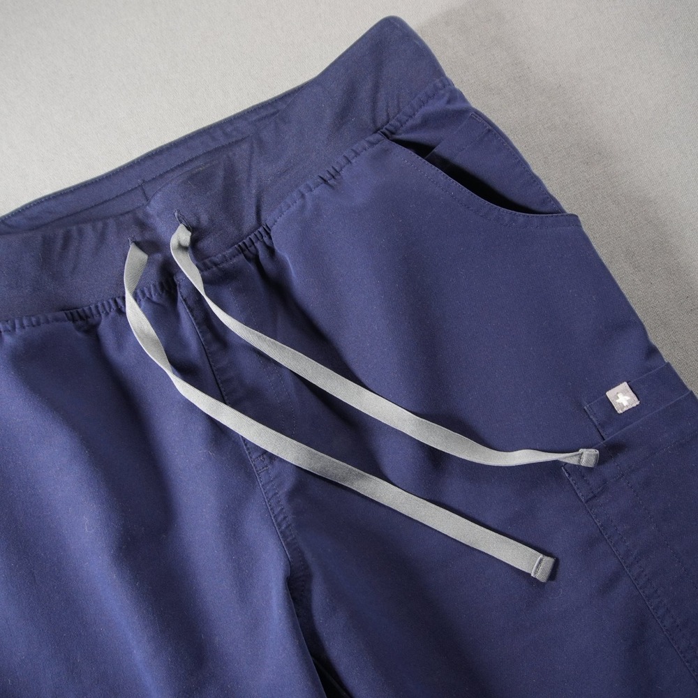 FIGS Yola Straight Leg Drawstring Cargo Women Scrub Pants M Tall Blue Medical